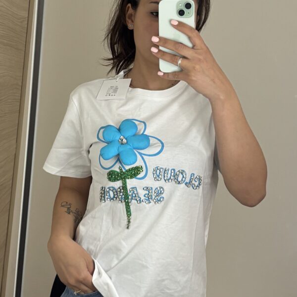 T-Shirt Fiore 3D Blu