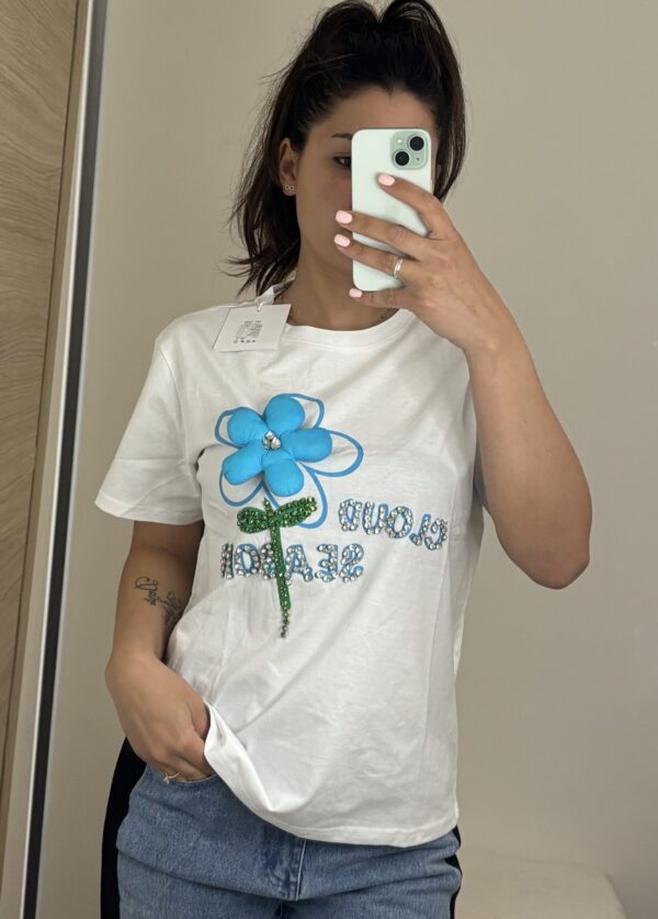 T-Shirt Fiore 3D Blu