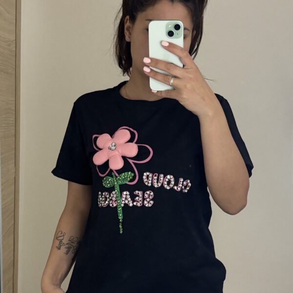 T-Shirt Fiore 3D Rosa