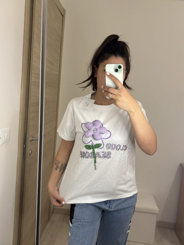 T-Shirt Fiore 3D Viola - immagine 2