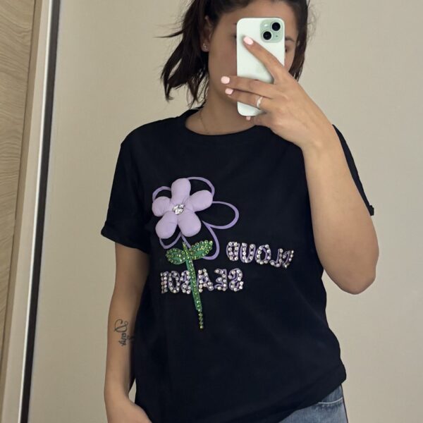 T-Shirt Fiore 3D Viola