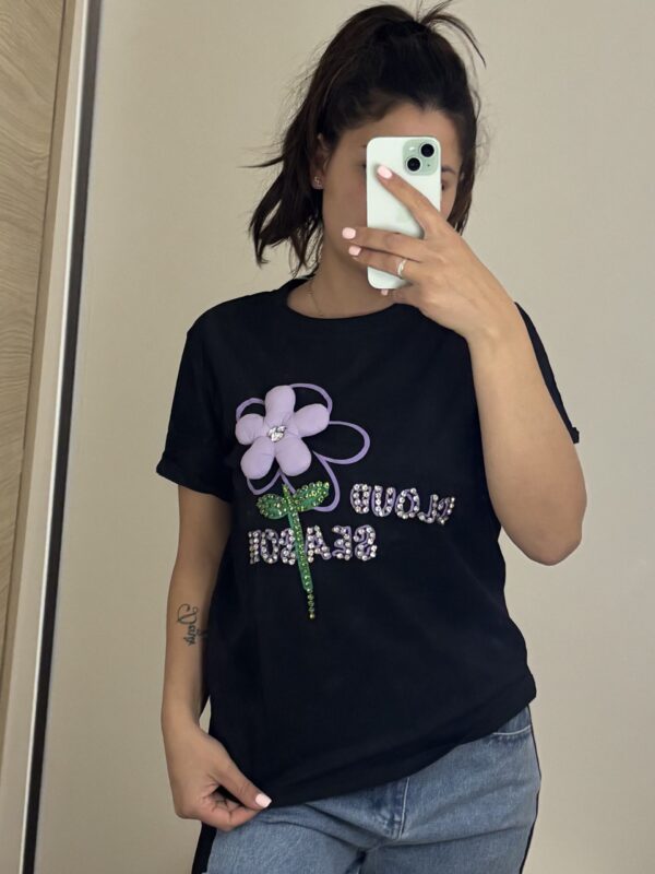 T-Shirt Fiore 3D Viola