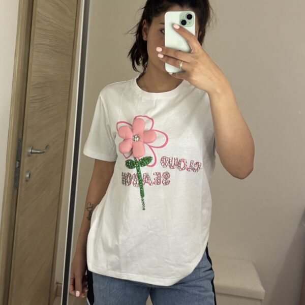 T-Shirt Fiore 3D Rosa
