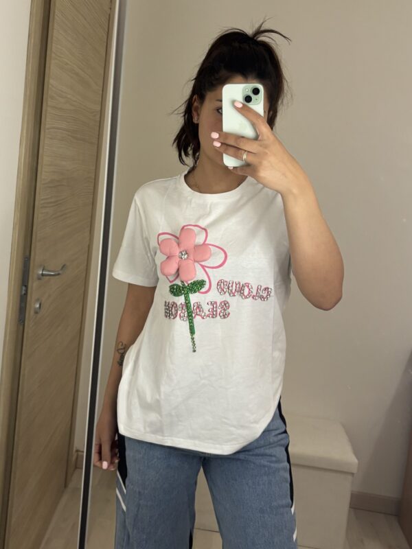 T-Shirt Fiore 3D Rosa