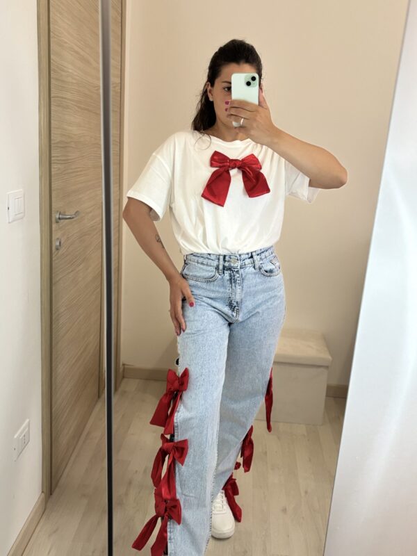 Jeans Fiocco laterale rosso - immagine 3