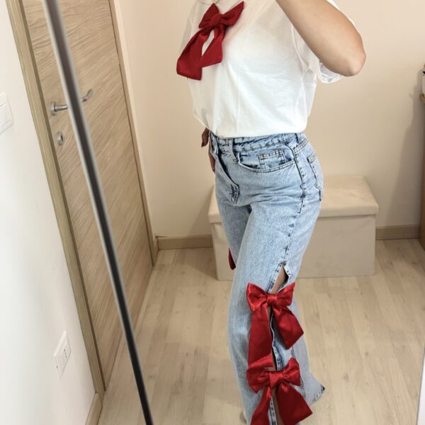 Jeans Fiocco laterale rosso