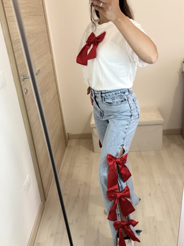 Jeans Fiocco laterale rosso - immagine 2