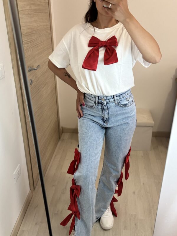 Jeans Fiocco laterale rosso