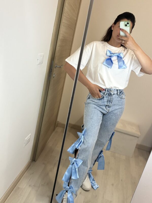 Jeans fiocco laterale blu - immagine 2
