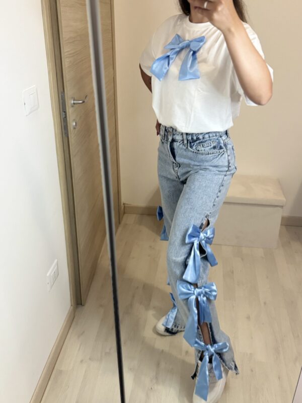 Jeans fiocco laterale blu