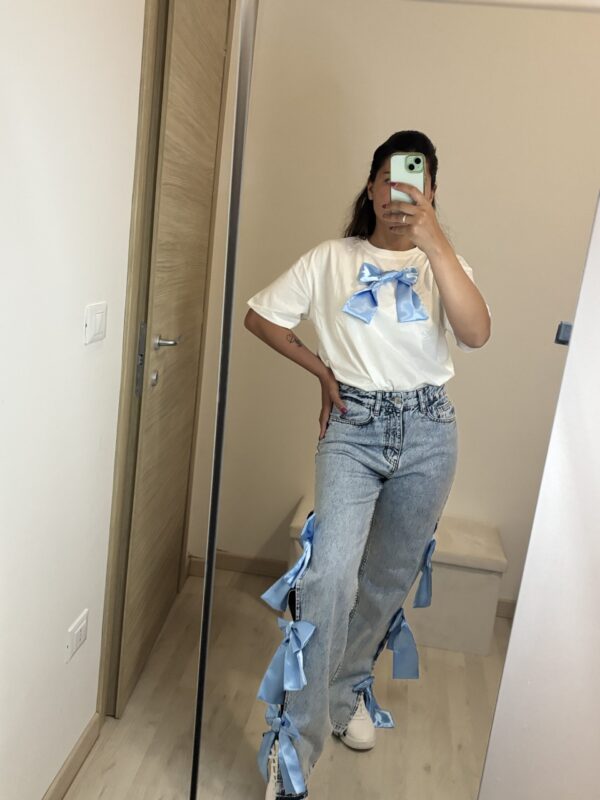Jeans fiocco laterale blu - immagine 3